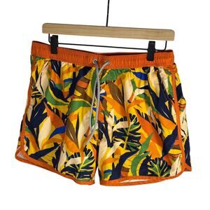 Maamgic Tropical Orange Leaf Swim Trunks Lined Men’s Medium